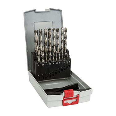 Bosch Professional 19tlg. HSS-G ProBox Metallbohrer-Set (für Stahl, Ø 1-10 mm, Zubehör Bohrschrauber und Bohrständer) im Sale